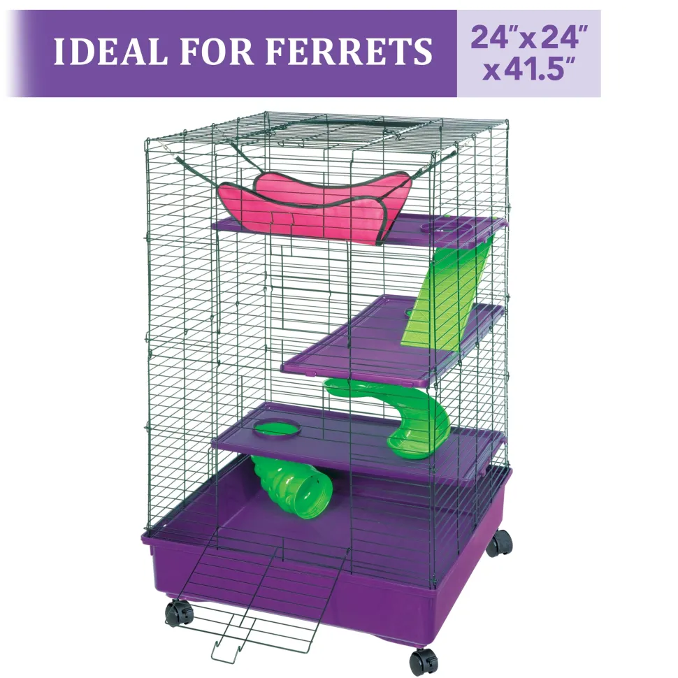 Kaytee My First Home Deluxe 2X2 Multi-Level Pet Home With Casters - 24 in X 24 in X 41.5 in