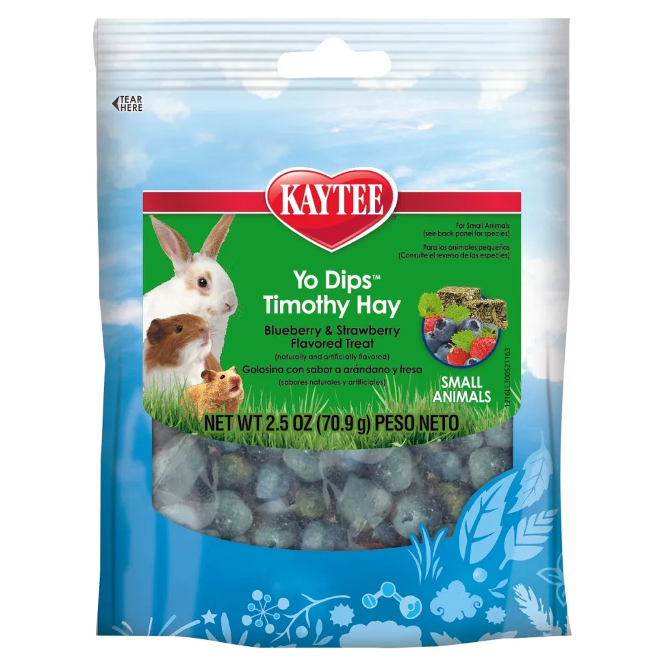 Kaytee Yo Dips Timothy Hay for Small Animal - Blueberry Strawberry - 2.5 Oz