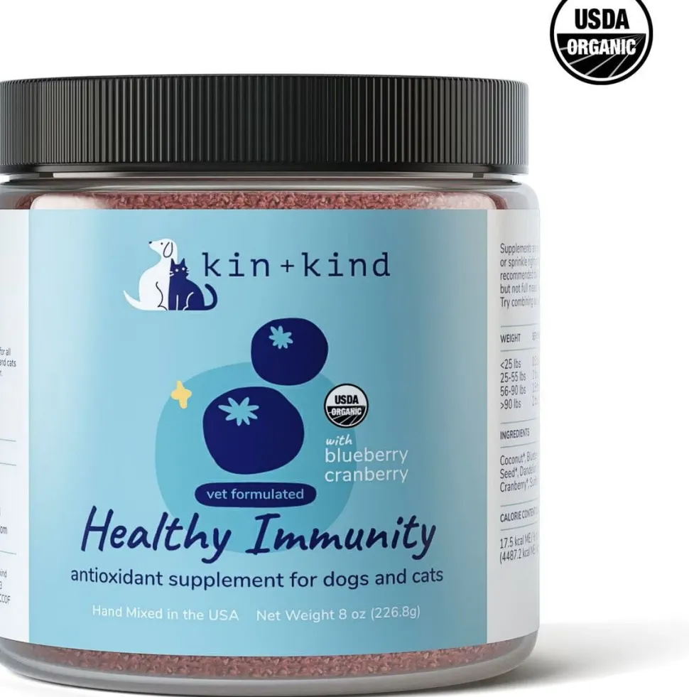 KIN + KIND Raw Superfood Supplements Healthy Immunity Cat and Dog - 8 oz Jar