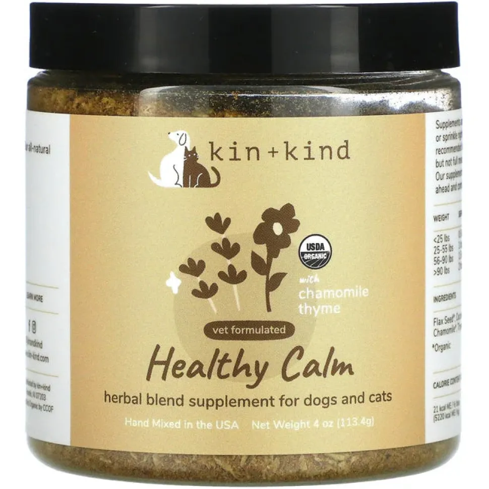 KIN + KIND Raw Superfood Supplements Healthy Calm Cat and Dog - 4 oz Jar