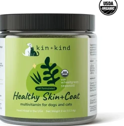 KIN + KIND Raw Superfood Supplements Healthy Skin and Coat Cat and Dog - 4 oz Jar