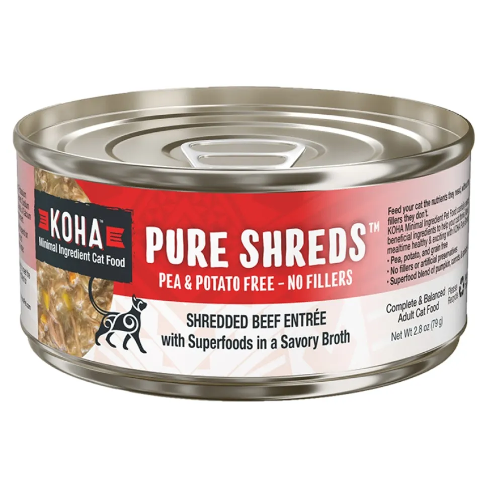 Koha Grain-Free Pure Shreds Shredded Beef Entrée Canned Cat Food - 2.8 Oz - Case of 24