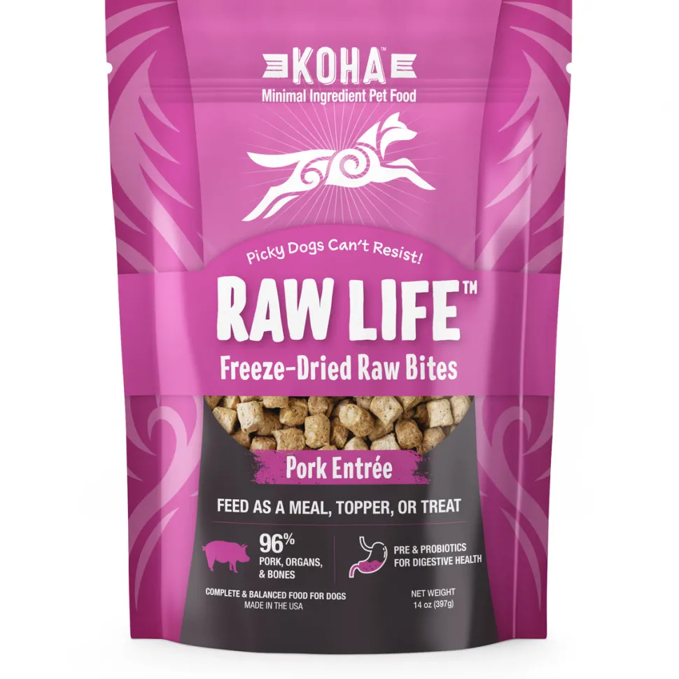Koha Grain-Free Raw Freeze-Dried Dog Treats Bites Pork - 14 Oz