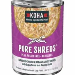 Koha Grain-Free Shredded Chicken Beef Canned Dog Food - 12.5 Oz - Case of 12
