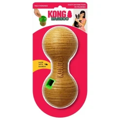 Kong Bamboo Treat Dispensing Feeder Dumbbell Dog Toy - Medium