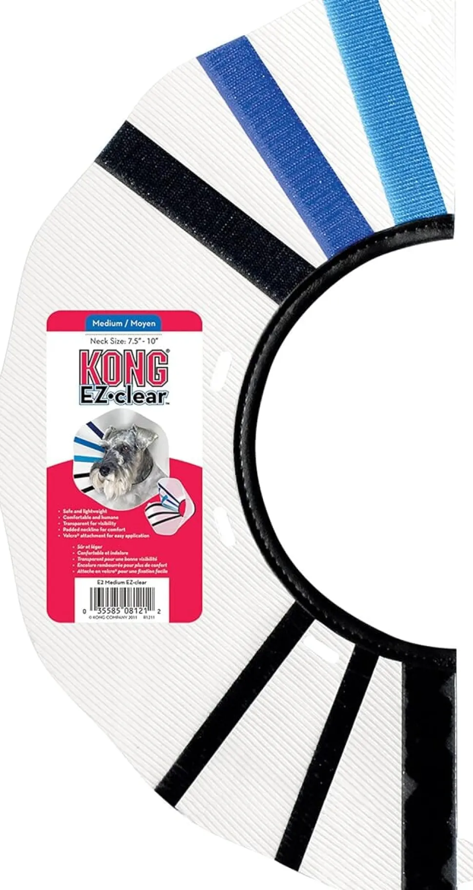Kong Clear EZ-Collar Clear Blue and Black Safety Dog Collar - Medium - 7.5-10" In Girth
