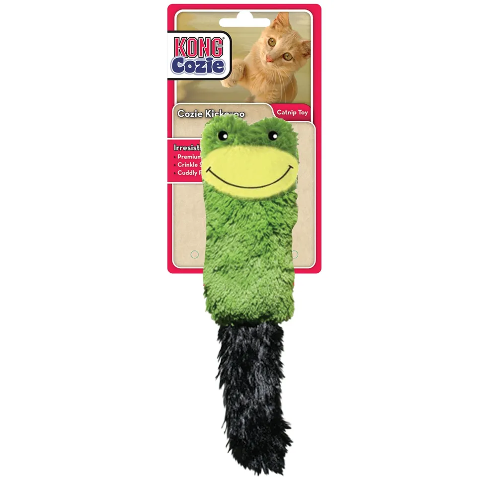 Kong Cozie Kickeroo Crinkle and Feather Plush Catnip Cat Toy