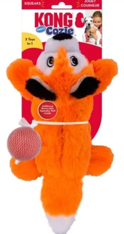 Kong Cozie Pocketz Fox Internal Pouch Squeak and Plush Dog Toy - Medium