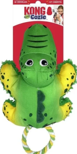 Kong Cozie Tuggz Gator Crinkle and Squeak with Rope and Plush Dog Toy - Small/Medium