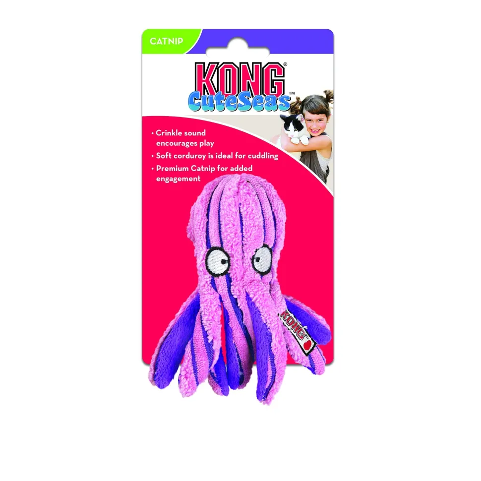 Kong Cuteseas Octopus Crinkle and Squeak Plush Cat Toy