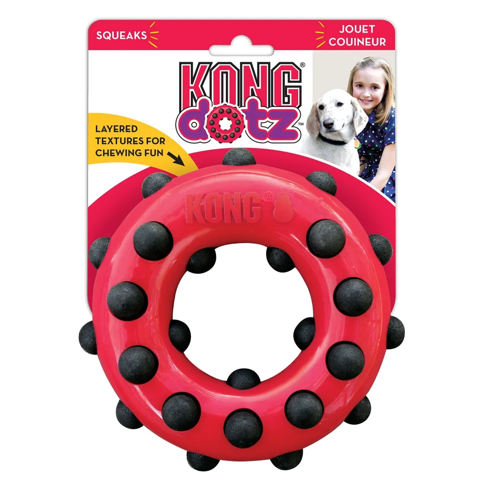 Kong Dotz Textured Gum Massaging Circle Rubber Dog Toy - Large