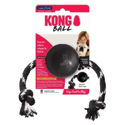 Kong Extreme Ball with Rope Durable Rubber Dog Toy - Large