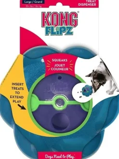 Kong Flipz Treat Dispensing Slow Feeding Puzzle Dog Toy - Teal - Large