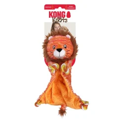 Kong Floppy Knotz Flatz Lion Internal Knotted Squeak Dog Toy - Yellow - Small/Medium