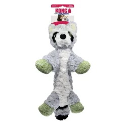 Kong Flopzie Raccoon Low-Stuffing and Squeaking Plush Dog Toy - Medium