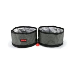 Kong Fold Up Food and Water Double Travel Pet Bowl - Red and Gray