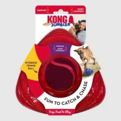 Kong Jumbler Flinger Fetch and Chew Tennis and Rubber Dog Toy - Small/Medium