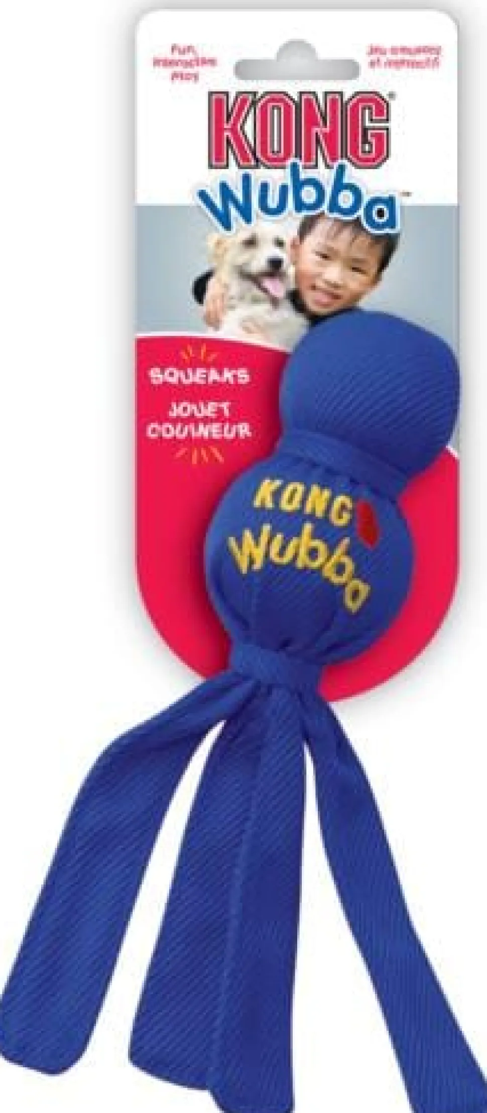 Kong Original Wubba Tug and Fetch Squeaking Nylon Dog Toy - Assorted - Extra Large