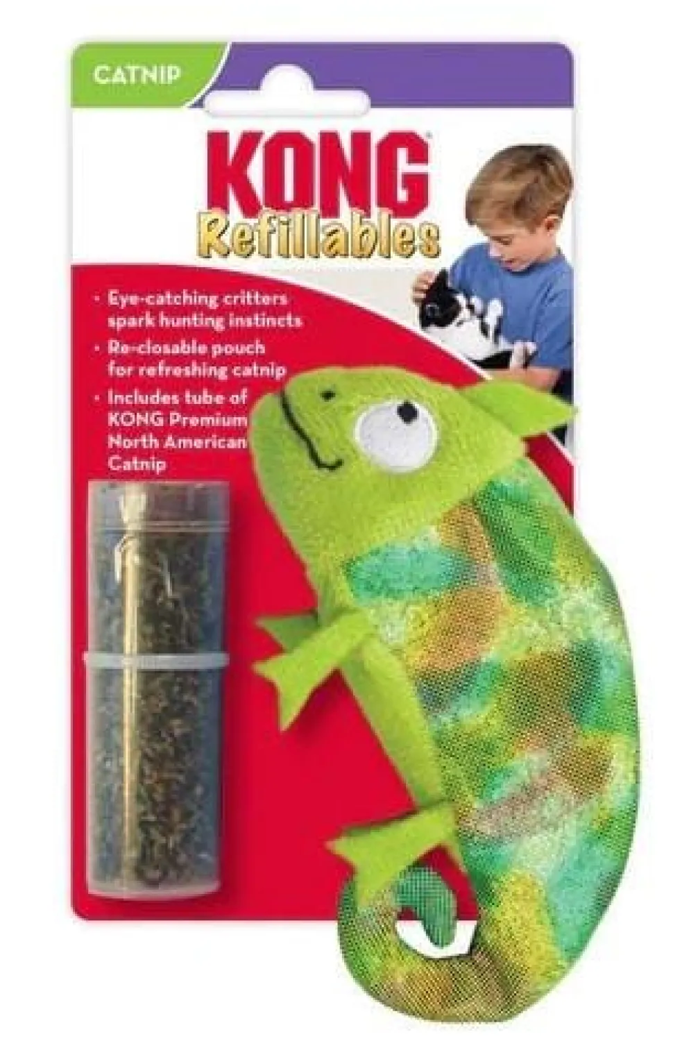 Kong Refillables Chameleon Plush Catnip Cat Toy