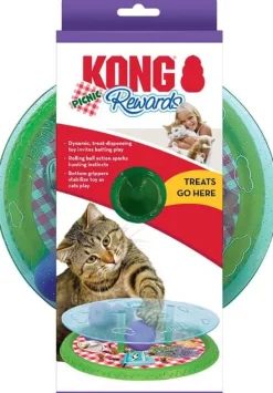 Kong Rewards Picnic Treat Dispensing Interactive Puzzle Feeder Cat Toy - Green/Blue