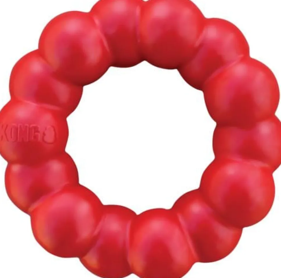 Kong Ring Durable Fetch and Chew Natural Rubber Dog Toy - Red - X-Large