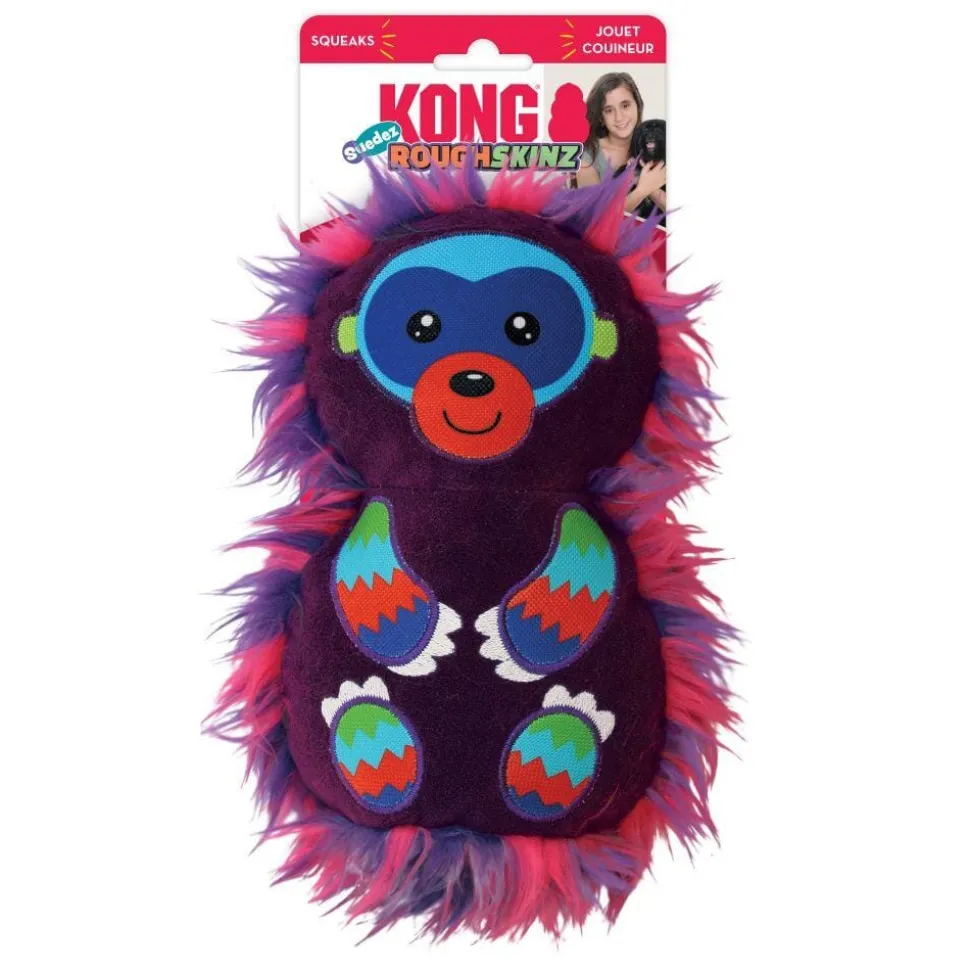 Kong Roughskinz Suedez Monkey Squeak and Plush Dog Toy - Medium