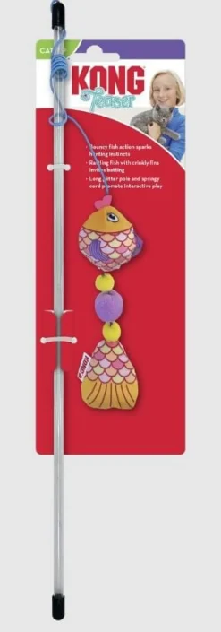 Kong Scrattle Fish Crinkle and Catnip Cat Teaser Wand - Assorted