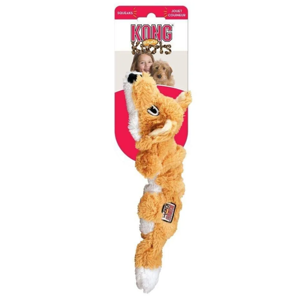 Kong Scrunch Knots Fox Squeak and Plush Dog Toy - Medium/Large