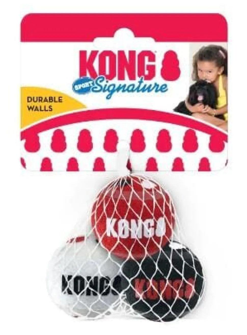 Kong Signature Ball Fetch Dog Toy - Small - 3 Pack