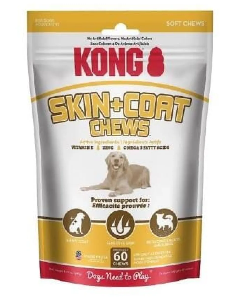 Kong Skin & Coat Chews Soft and Chewy Supplemental Dog Treats - 60 Count