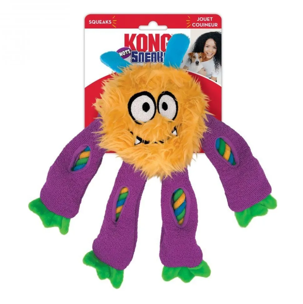 Kong Sneakerz Knots Internally Roped Speak and Plush Dog Toy - Assorted - Medium