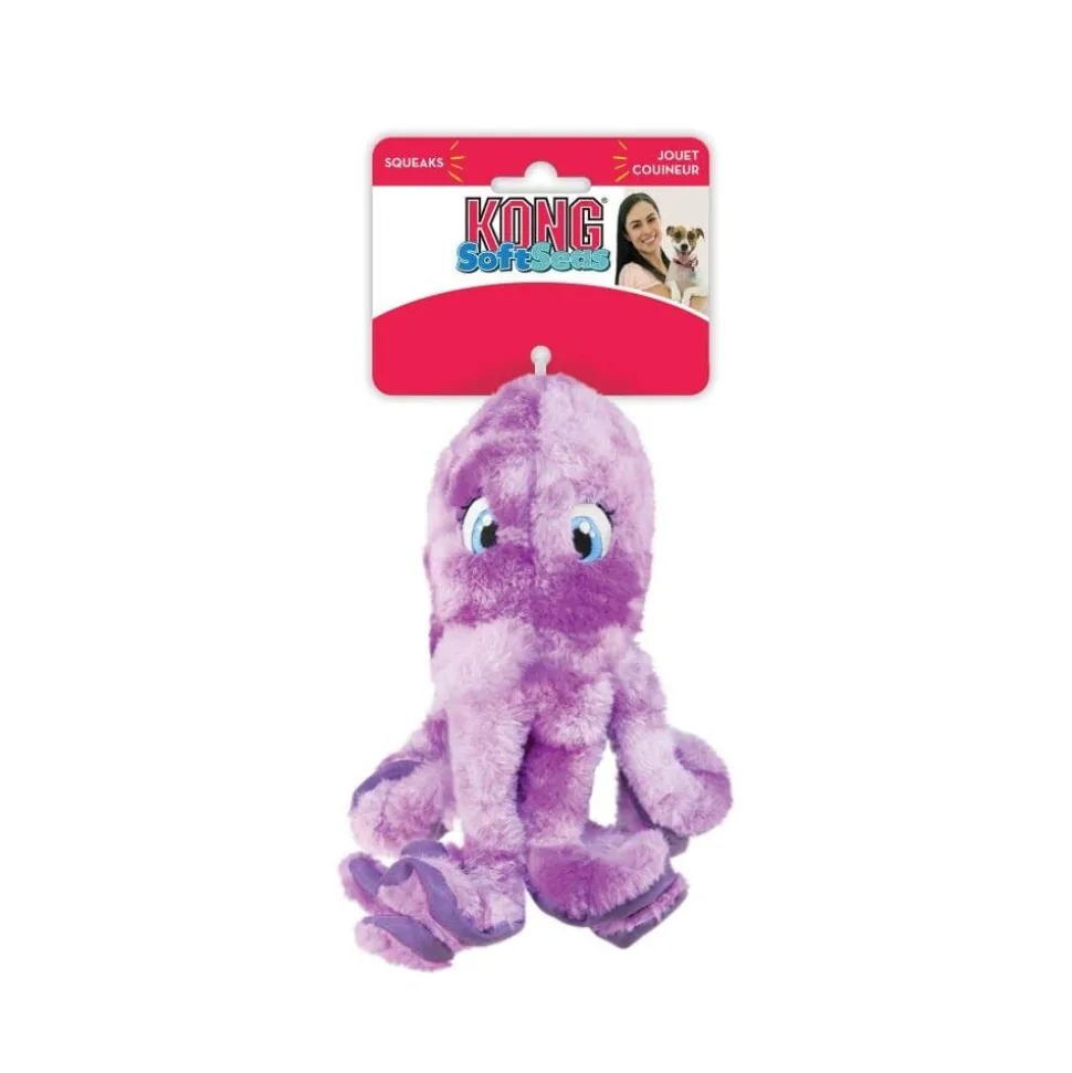 Kong Softseas Octopus Crinkle Squeak and Plush Dog Toy - Small