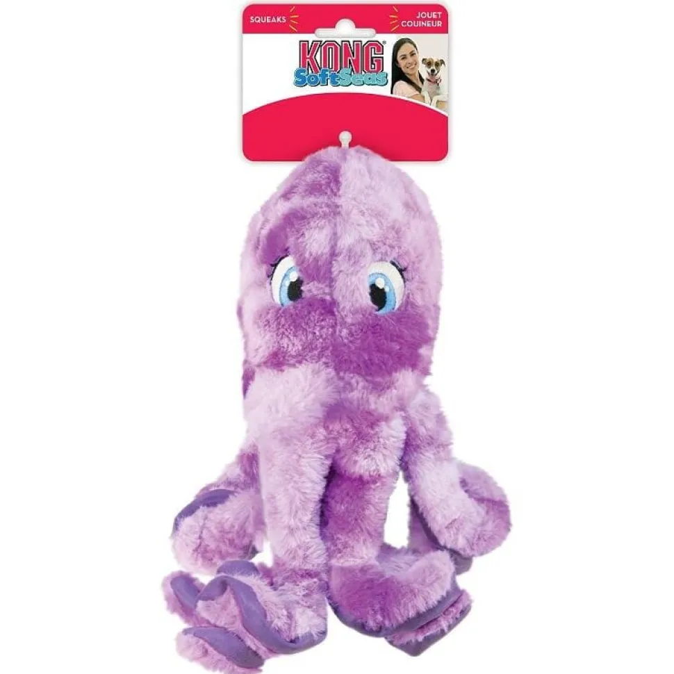 Kong Softseas Octopus Crinkle Squeak and Plush Dog Toy - Large