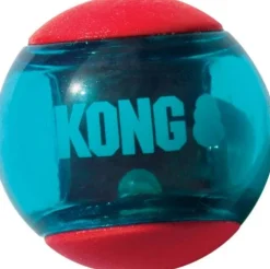 Kong Squeezz Action Ball Squeak and Fetch Rubber Dog Toy - Red - Medium