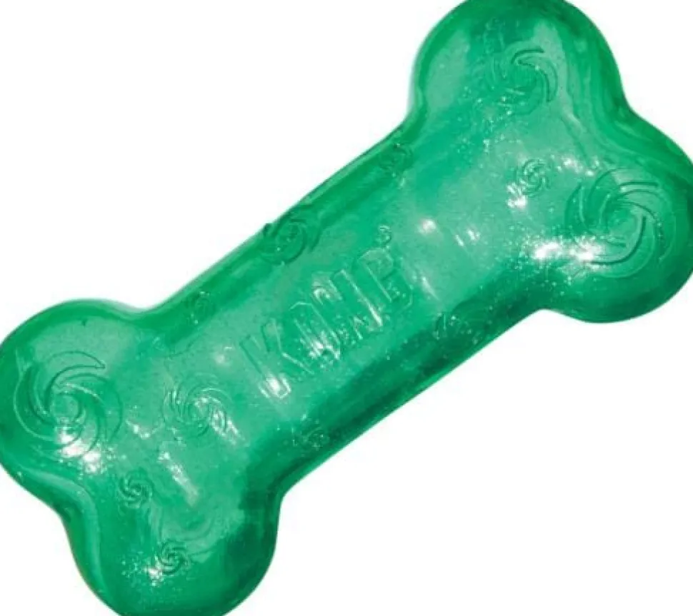 Kong Squeezz Crackle Bone Fetch Dog Toy - Medium