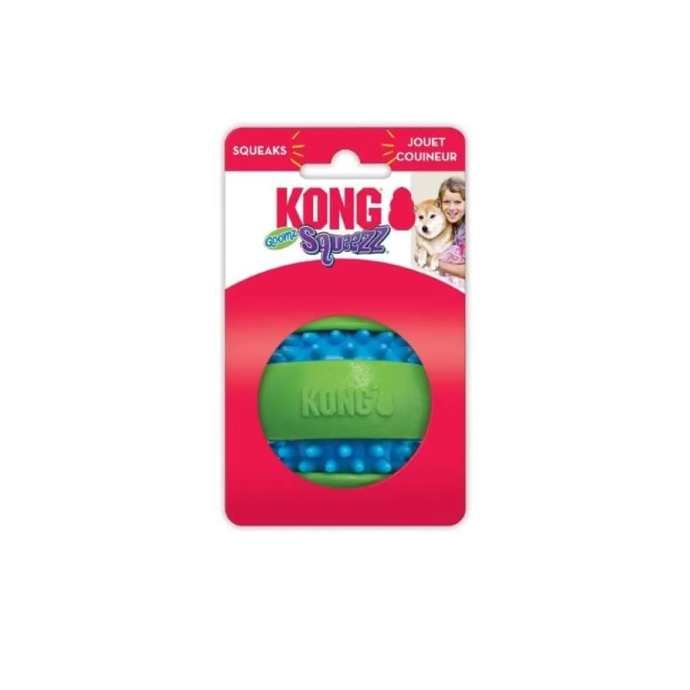 Kong Squeezz Goomz Ball Dental Textured and Squeak Rubber Dog Toy - Medium