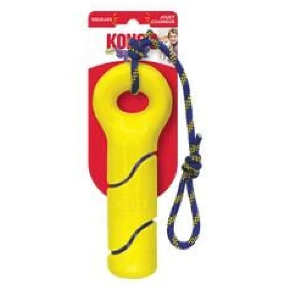 Kong Squeezz Tennis Buoy Rope and Squeak Floating Rubber Dog Toy - Medium