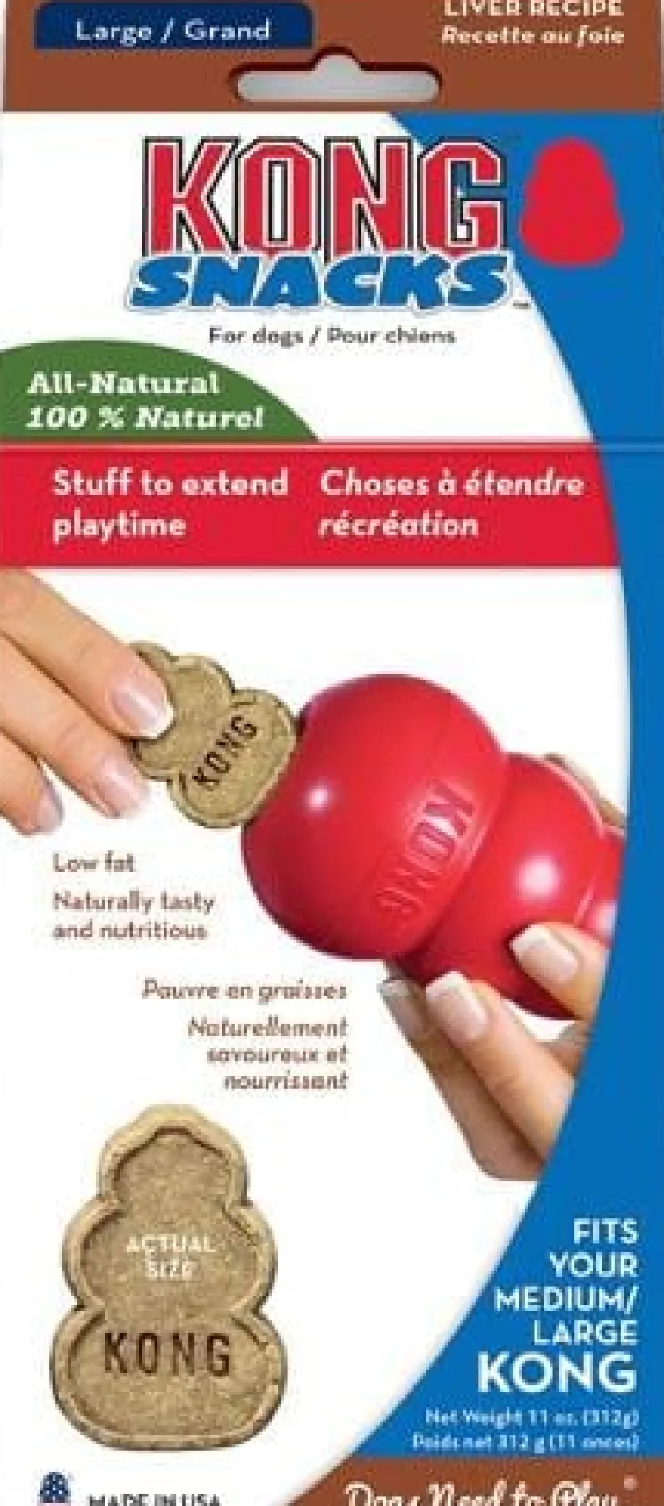 Kong Stuff N' Snack Natural Liver Dog Treats - Compatible with Kong Dog Toys - Large
