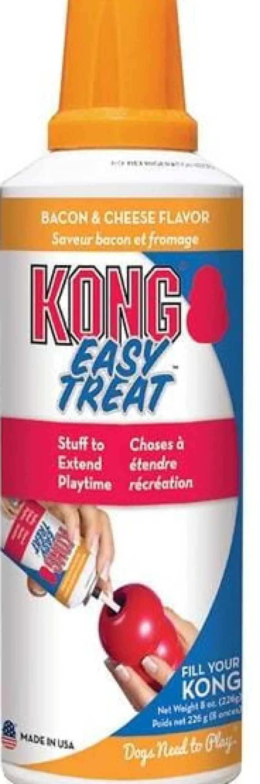 Kong Stuffn' Easy Bacon and Cheese Recipe Dog Paste - Compatible with Kong Dog Toys - 8 Oz