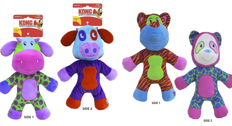 Kong Switcheroos Dual-Sided Squeaks and Plush Dog Toy - Assorted - Large