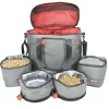 Kong Travel Bag with Travel Pet Food Storage and Pet Bowls - Gray/Red - 5 Piece Set