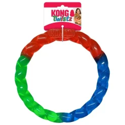 Kong Twistz Ring Multi-Color and Textured Rubber and Floating Fetch Dog Toy - Large