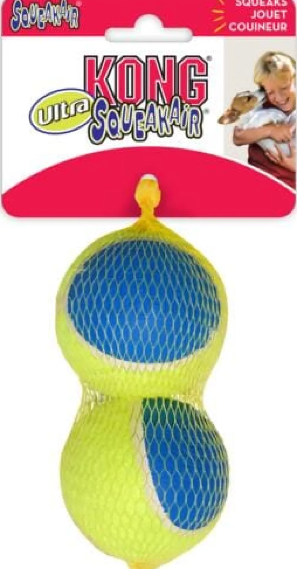 Kong Ultra SqueakAir Ball Tennis and Rubber Fetch Dog Toy - Large