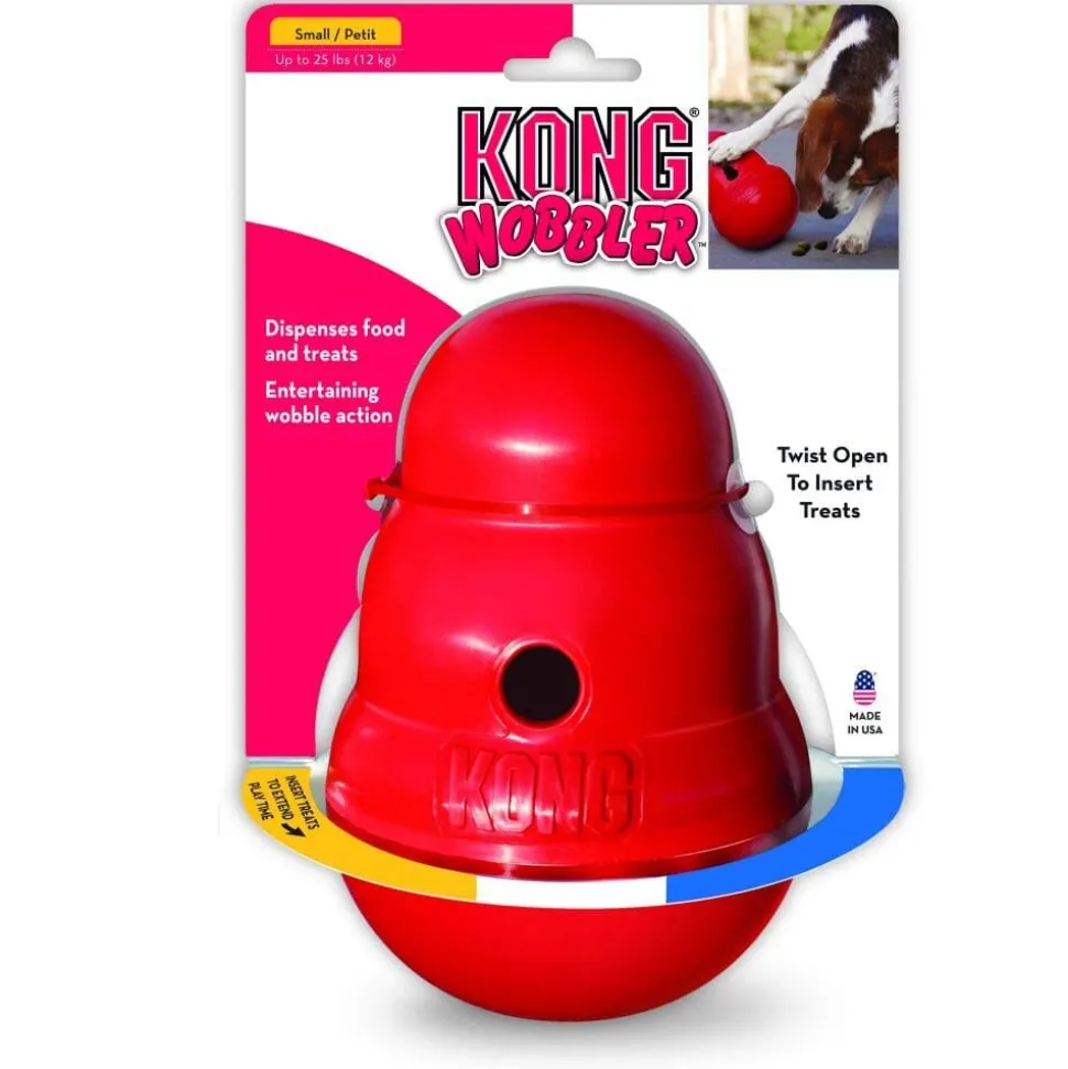 Kong Wobbler Food and Treat Dispensing Slow Feeding Rubber Dog Toy - Small