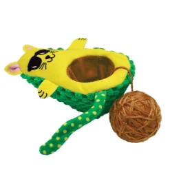 Kong Wrangler Avocado Crinkle and Rattle Catnip Cat Toy with Removable Ball