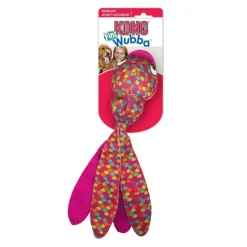 Kong Wubba Finz Inner Tennis Ball Squeak and Fetch Nylon Dog Toy - Pink - Small