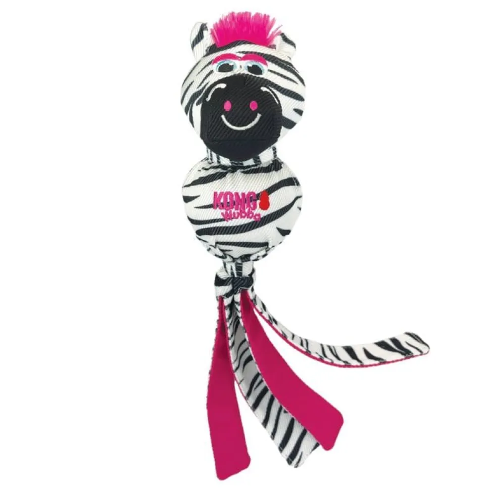 Kong Wubba Zoo Zebra Striped Squeak and Fetch Nylon Dog Toy - Large