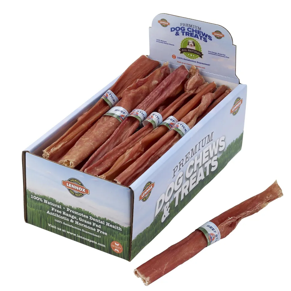 Lennox Bladder Beef Sticks Natural Dog Chews - 12 Inch - 25 Count