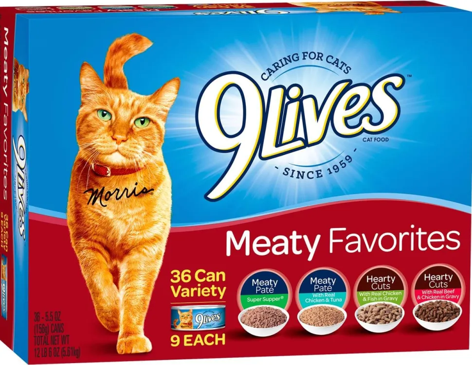 9Lives Meaty Favorites Canned Cat Food - Variety Pack - 5.5 Oz - Case of 36