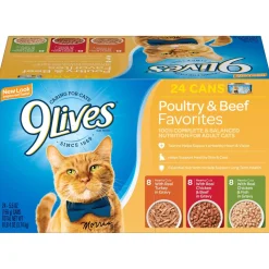 9 Lives Poultry and Beef Favorites Variety Pack Canned Cat Food